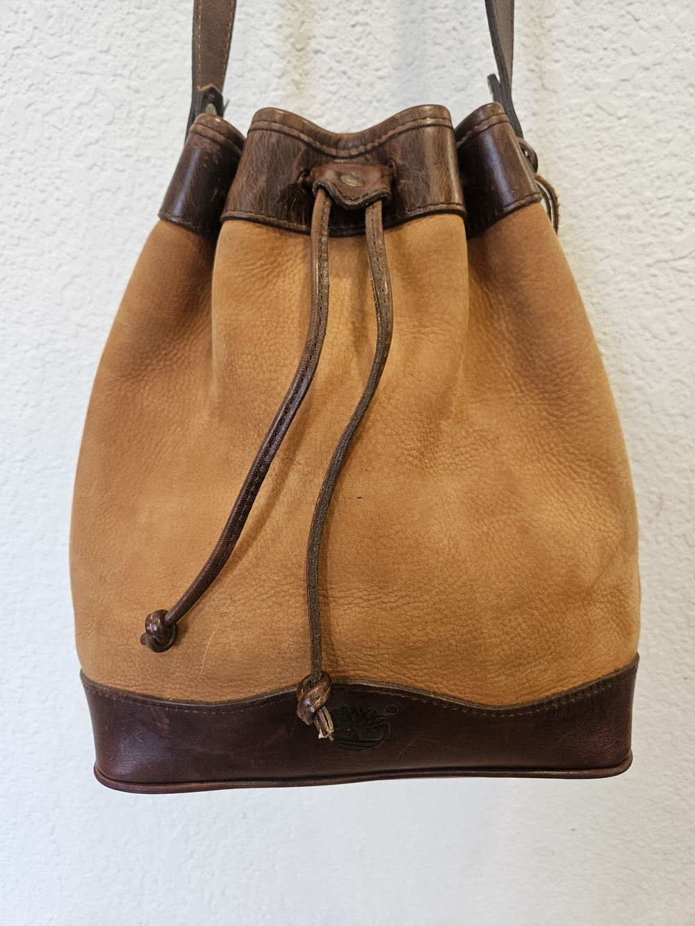 Vintage 1990s Timberland Suede and Leather Drawstring Bucket Bag